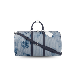 Louis Vuitton Keepall Bandouliere 50 Travel Bag 19.7in/ 50cm Blue For Men Silver Hardware M57946