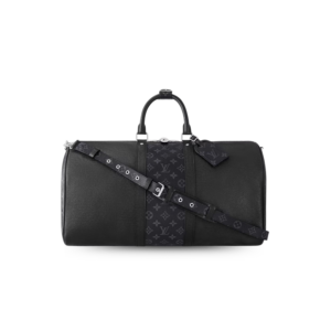Louis Vuitton Keepall Bandouliere 50 Travel Bag 19.7in/ 50cm Black Silver Hardware M53763
