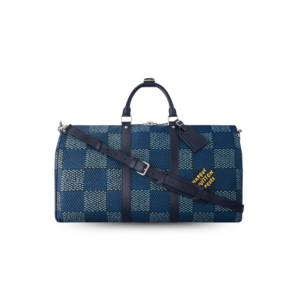 Louis Vuitton Keepall Bandouliere 50 Travel Bag 19.7in/ 50cm Blue Silver Hardware For Men N40861