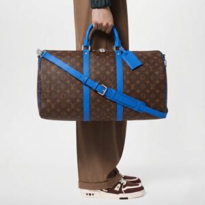 Alternative view of Louis Vuitton Keepall Bandouliere 50 Travel Bag 19.7in/ 50cm Brown/ Blue Silver Hardware M46772
