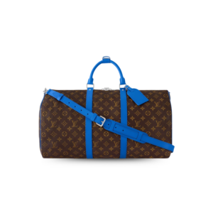 Louis Vuitton Keepall Bandouliere 50 Travel Bag 19.7in/ 50cm Brown/ Blue Silver Hardware M46772