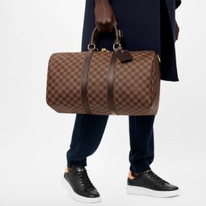 Alternative view of Louis Vuitton Keepall Bandouliere 50 Travel Bag 19.7in/ 50cm Brown Damier Ebene Gold Hardware