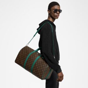 Alternative view of Louis Vuitton Keepall Bandouliere 50 Travel Bag 19.7in/ 50cm Brown/ Green Silver Hardware M46774