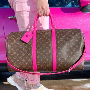 Alternative view of Louis Vuitton Keepall Bandouliere 50 Travel Bag 19.7in/ 50cm Brown/ Pink Silver Hardware M46773
