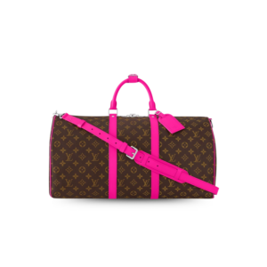 Louis Vuitton Keepall Bandouliere 50 Travel Bag 19.7in/ 50cm Brown/ Pink Silver Hardware M46773