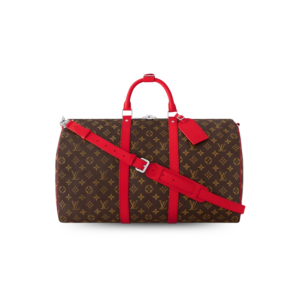 Louis Vuitton Keepall Bandouliere 50 Travel Bag 19.7in/ 50cm Brown/ Red Silver Hardware M46769