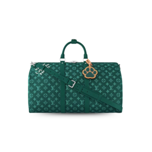 Louis Vuitton Keepall Bandouliere 50 Travel Bag 19.7in/ 50cm Green Silver Hardware M12687