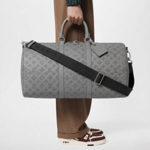 Alternative view of Louis Vuitton Keepall Bandouliere 50 Travel Bag 19.7in/ 50cm Grey Black Hardware M46117