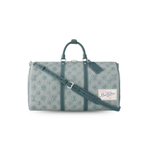 Louis Vuitton Keepall Bandouliere 50 Travel Bag 19.7in/ 50cm Light Blue Silver Hardware M22532