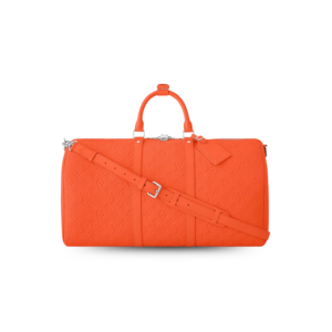 Louis Vuitton Keepall Bandouliere 50 Travel Bag 19.7in/ 50cm Orange Silver Hardware M23749