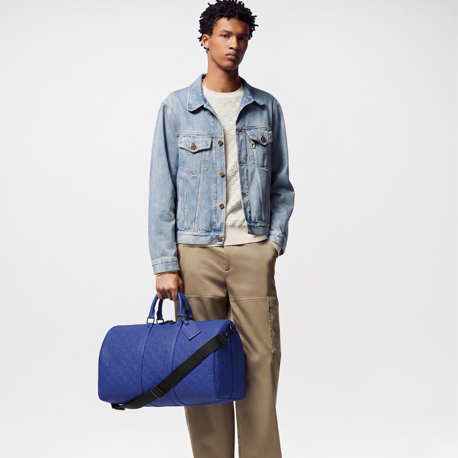 Louis Vuitton Keepall Bandouliere 50 Travel Bag 19.7in/ 50cm Racing Blue For Men Black Hardware M23141 - Image 2