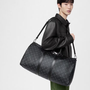 Alternative view of Louis Vuitton Keepall Bandouliere 55 Travel Bag 21.7in/ 55cm Black Monogram Eclipse Silver Hardawre M40605