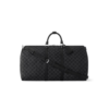 Louis Vuitton Keepall Bandouliere 55 Travel Bag 21.7in/ 55cm Black Damier Graphite Silver Hardware N41413