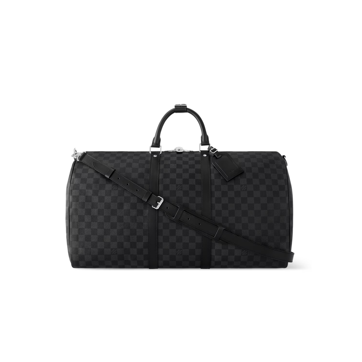 Louis Vuitton Keepall Bandouliere 55 Travel Bag 21.7in/ 55cm Black Damier Graphite Silver Hardware N41413