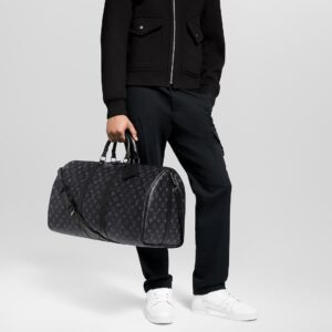 Alternative view of Louis Vuitton Keepall Bandouliere 55 Travel Bag 21.7in/ 55cm Black Monogram Eclipse Silver Hardawre M40605