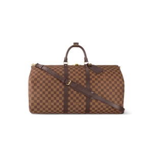 Louis Vuitton Keepall Bandouliere 55 Travel Bag 21.7in/ 55cm Brown Damier Ebene Gold Hardware