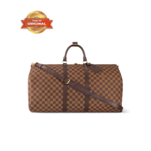 Louis Vuitton Keepall Bandouliere 55 Travel Bag 21.7in/ 55cm Brown Damier Ebene Gold Hardware N41414