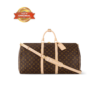 Louis Vuitton Keepall Bandouliere 55 Travel Bag 21.7in/ 55cm Brown Monogram Gold Hardware M41414