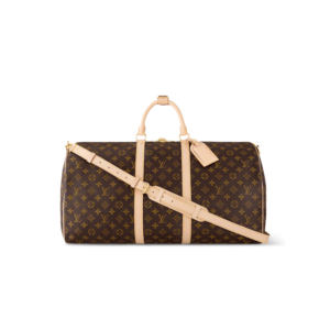 Louis Vuitton Keepall Bandouliere 55 Travel Bag 21.7in/ 55cm Brown Monogram Gold Hardware M41414
