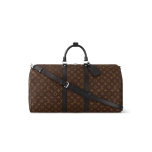 Louis Vuitton Keepall Bandouliere 55 Travel Bag 21.7in/ 55cm Brown Monogram Silver Hardware M56714