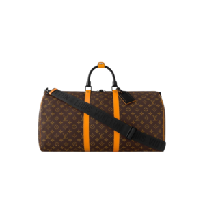 Louis Vuitton Keepall Bandouliere 55 Travel Bag 21.7in/ 55cm Brown/ Radiant Sun Monogram Black Hardware M46702