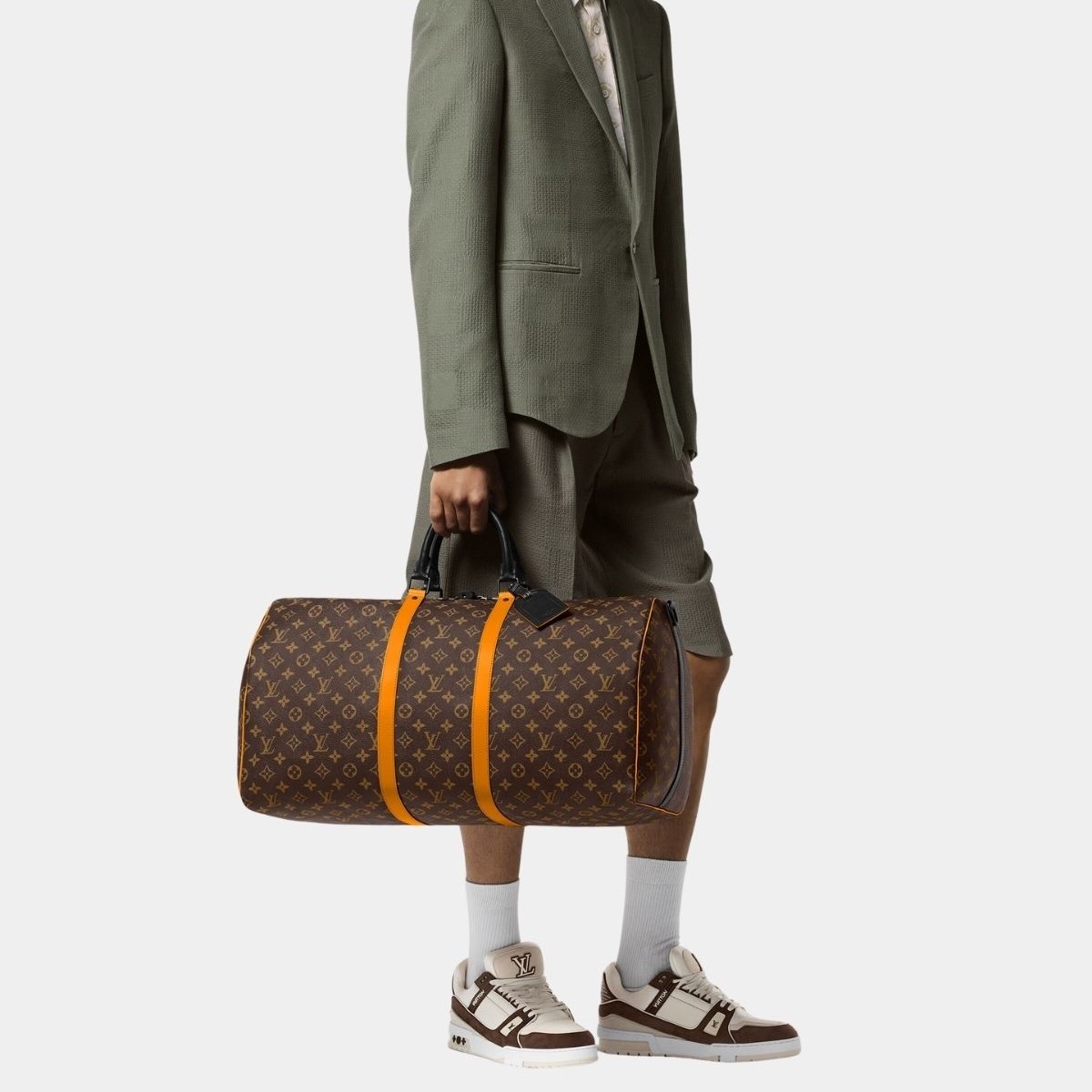 Louis Vuitton Keepall Bandouliere 55 Travel Bag 21.7in/ 55cm Brown/ Radiant Sun Monogram Black Hardware M46702 - Image 2
