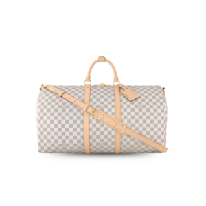 Louis Vuitton Keepall Bandouliere 55 Travel Bag 21.7in/ 55cm Damier Azur Gold Hardware N41429