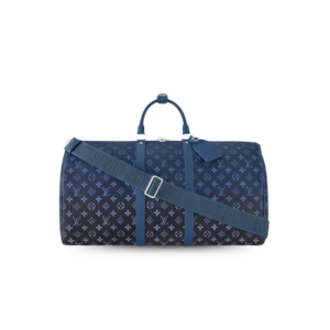 Louis Vuitton Keepall Bandouliere 55 Travel Bag 21.7in/ 55cm Navy Blue Silver Hardware For Men M11558