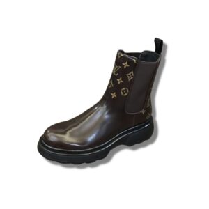 Louis Vuitton LV Bold Chelsea Boots Monogram Flower Brown For Men 1A9FEI