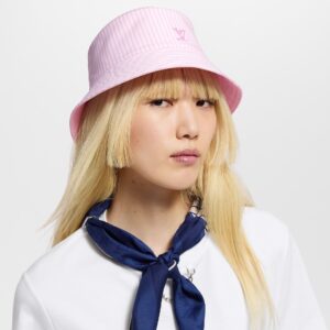Alternative view of Louis Vuitton LV League Striped Bucket Hat Pink For Women M5160M