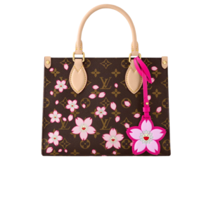 Louis Vuitton LV x Murakami OnTheGo PM Tote Bag 9.8in/ 25cm Sakura Brown Gold Hardware For Women M13269