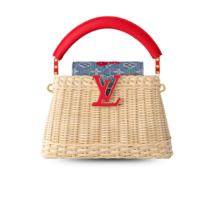 Louis Vuitton LV x TM Capucines Mini Top Handle Bag 8.3in/ 21cm Multicolored Rattan Gold Hardware For Women M14295