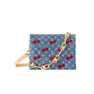 Louis Vuitton LV x TM Coussin Cherry PM Crossbody Bag 10.2in/ 26cm Denim Gold Hardware For Women M14978
