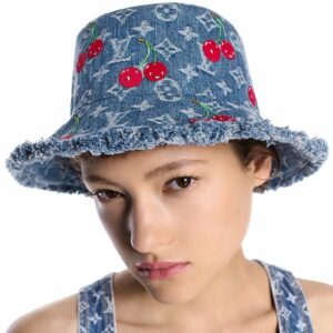 Alternative view of Louis Vuitton LV x TM Denim Cerise Bucket Hat Blue For Women M5032M