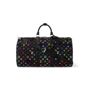 Louis Vuitton LV x TM Keepall Bandouliere 50 Travel Bag 19.7in/ 50cm Multicolore Black Silver Hardware M13745