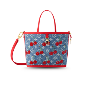 Louis Vuitton LV x TM Neverfull Inside Out BB Tote Bag 10.4in/ 26cm Cherry Denim Gold Hardware For Women M14997