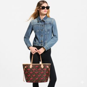 Alternative view of Louis Vuitton LV x TM Neverfull MM Tote Bag 12.2in/ 31cm Monogram Cherry Gold Hardware For Women M13263