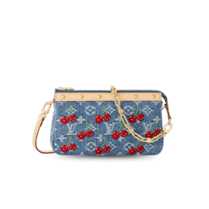 Louis Vuitton LV x TM Pochette Accessories Shoulder Bag 8.7in/ 22cm Cherry Denim Gold Hardware For Women M13994