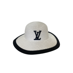 Louis Vuitton Logo Sun Hat White/ Black Straw For Women