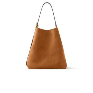 Louis Vuitton Low Key Hobo MM Shoulder Bag 13.8in/ 35cm Tan Suede Gold Hardware For Women M25516