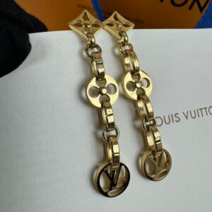 Alternative view of Louis Vuitton Monogram Link Chain Earrings Gold For Women