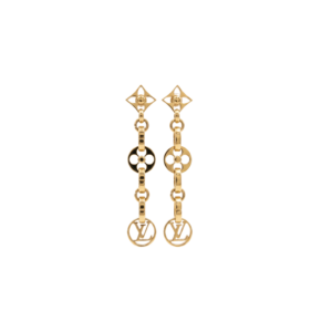 Louis Vuitton Monogram Link Chain Earrings Gold For Women