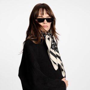 Alternative view of Louis Vuitton Monogram Silhouette Square 90 Scarf Black For Women M97189