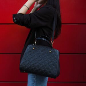 Alternative view of Louis Vuitton Montaigne MM Top Handle Bag 13in/ 33cm Black Monogram Empreinte Gold Hardware For Women M41048