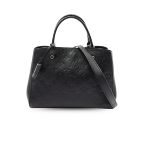 Louis Vuitton Montaigne MM Top Handle Bag 13in/ 33cm Black Monogram Empreinte Gold Hardware For Women M41048