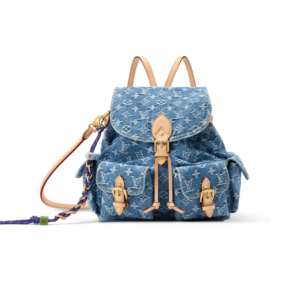 Louis Vuitton Montsouris Cargo Backpack 12.6in/ 32cm Blue Denim Gold Hardware For Women M27330