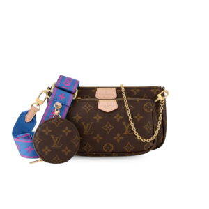 Louis Vuitton Multi Pochette Accessoire Shoulder Bag 9.4in/ 24cm Blue Monogram Canvas Gold Hardware For Women