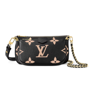 Louis Vuitton Multi Pochette Accessoire Shoulder Bag 9.8in/ 25cm Black/ Cream Monogram Empreinte Gold Hardware For Women M45777