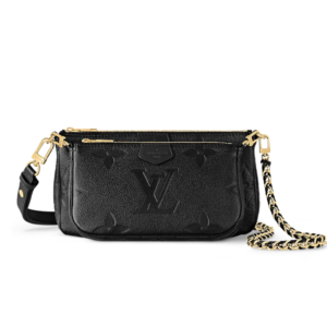 Louis Vuitton Multi Pochette Accessoire Shoulder Bag 9.8in/ 25cm Black Monogram Empreinte Gold Hardware For Women M80399