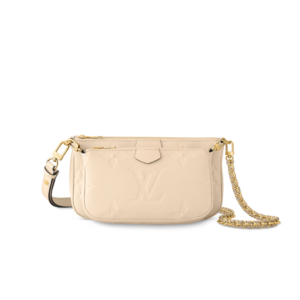 Louis Vuitton Multi Pochette Accessoires Shoulder Bag 9.8in/ 25cm Cream Monogram Empreinte Gold Hardware For Women M46568